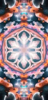 Colorful kaleidoscope mandala wallpaper with vibrant patterns and symmetry.