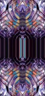 Vibrant kaleidoscope geometric pattern wallpaper.