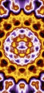 Vibrant kaleidoscope pattern with orange and purple hues.