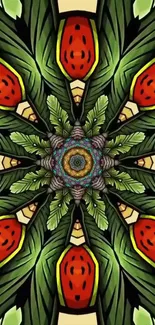Colorful kaleidoscope design with intricate patterns.