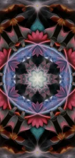 Colorful kaleidoscope mandala wallpaper with intricate patterns.