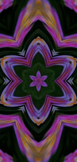 Colorful kaleidoscope pattern with green center and vibrant accents.