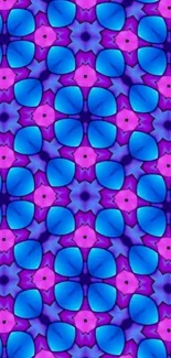 Vibrant kaleidoscope pattern in blue and purple hues.