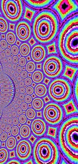 Vibrant kaleidoscope pattern with rainbow colors.