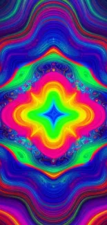 Vibrant kaleidoscope phone wallpaper with colorful abstract patterns.