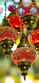 Vibrant colorful lanterns mobile wallpaper.