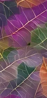 Colorful leaf pattern mobile wallpaper.