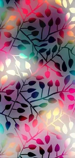 Vibrant abstract wallpaper with colorful leaf patterns.