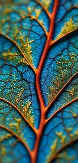 Close-up of colorful leaf veins with intricate patterns.
