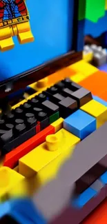 Vibrant LEGO block art with colorful bricks in a playful arrangement.