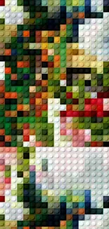 Colorful Lego-inspired pixelated art design.