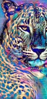 Vivid and colorful artistic leopard wallpaper.