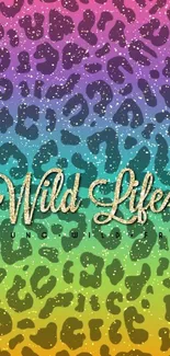 Colorful gradient leopard print wallpaper with 'Wild Life' text.