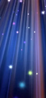 Colorful light beams and stars wallpaper with vibrant hues.