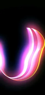 Bright and colorful light wave on black background.