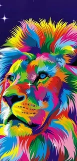 Colorful multicolored lion art wallpaper.