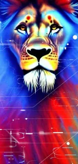 Colorful lion with rainbow mane for a vibrant mobile wallpaper.