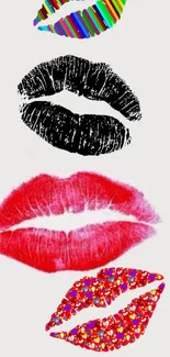 Colorful lips wallpaper with artistic flair on a white background.