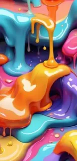 Vibrant colorful liquid art wallpaper for mobile screen.