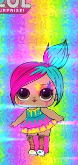 Vibrant neon LOL Surprise Doll with colorful background.