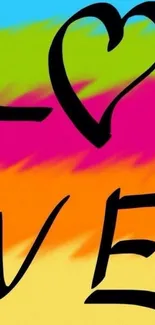 Colorful gradient wallpaper with love text art.
