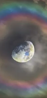 Vibrant lunar halo surrounding the moon.