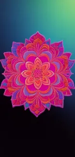 Colorful mandala wallpaper with vibrant pink and purple hues.