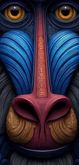 Colorful mandrill face art wallpaper for mobile.