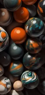 Colorful marble spheres create a vibrant pattern.