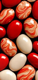 Red and white glossy marble textured wallpaper for phones.