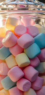 Jar filled with colorful pastel marshmallows