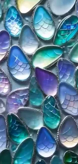 Colorful mermaid scale pattern in vibrant teal hues.