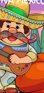 Vibrant Mexican cartoon wallpaper with mariachi.