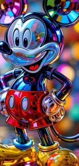 Colorful Mickey Mouse art with vibrant abstract design.