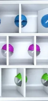 Colorful geometric spheres wallpaper design.