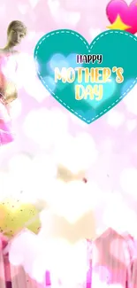 Mother's Day wallpaper with fairy and hearts in pink.