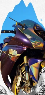 Colorful motorcycle wallpaper with artistic design.