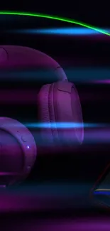 Colorful music-themed mobile wallpaper with headphones.