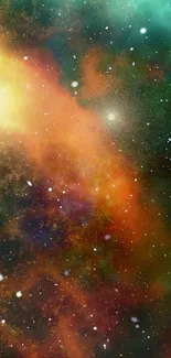 Colorful nebula galaxy wallpaper with stars and vibrant cosmic colors.