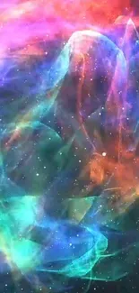 Colorful nebula space wallpaper with starry background.