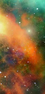 Vibrant nebula space wallpaper with stars.