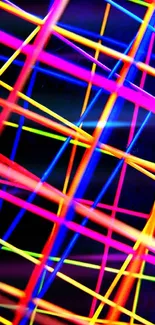 Vibrant neon lines on dark background mobile wallpaper.