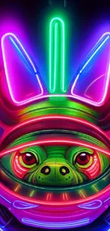 Futuristic neon animal design with vibrant colors.