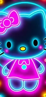 Neon cat wallpaper with bright colors