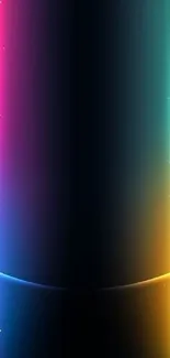 Vibrant neon gradient wallpaper with pink, blue, and yellow hues for phone.