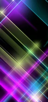 Mobile wallpaper with colorful neon light patterns.