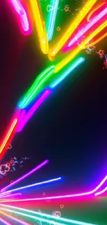 Colorful neon light mobile wallpaper with dynamic, vibrant lines.