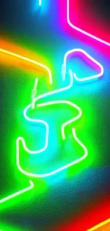 Psychedelic neon lights with vibrant colors on mobile wallpaper.