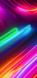 Vibrant and colorful neon lights abstract mobile wallpaper.