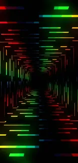 Colorful neon tunnel wallpaper with vibrant lights.